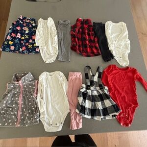 Baby Girl 18M Carter’s 4 Winter Flannel Complete Toddler Outfits (11 pieces)-Exc